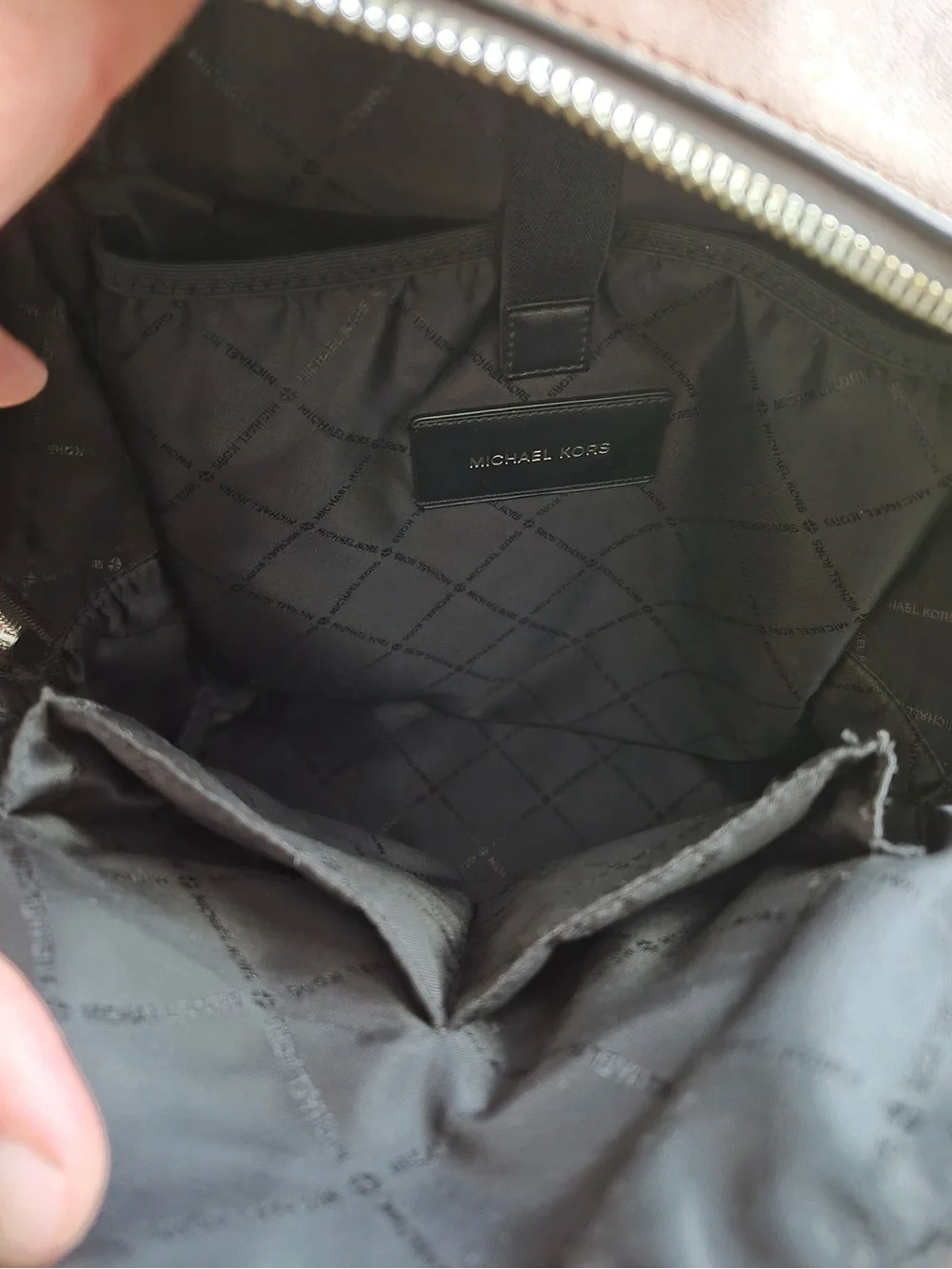 Michael Kors Tan/Brown MK Logo Backpack with Leather Trim